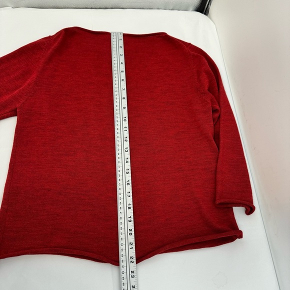 Eileen Fisher Womens Red 3/4 Sleeve 100% Wool Blouse Top Shirt Sz M - Picture 10 of 11